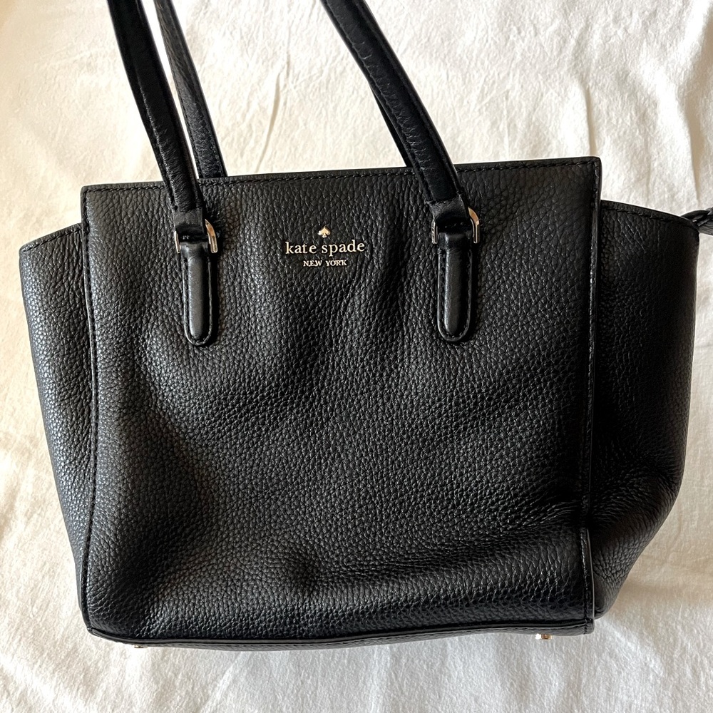 Kate Spade Jackson Medium Satchel Pebble Black 100% Genuine Cow Leather
